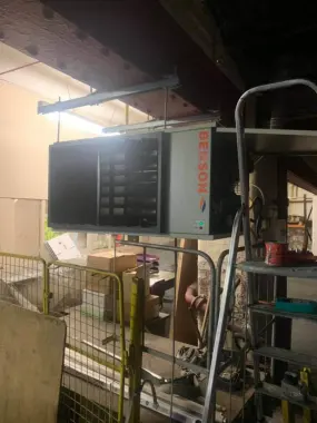 Commercial heating unit installation